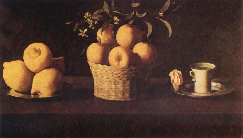 Francisco de Zurbaran Still Life with Lemons,Oranges and Rose Norge oil painting art